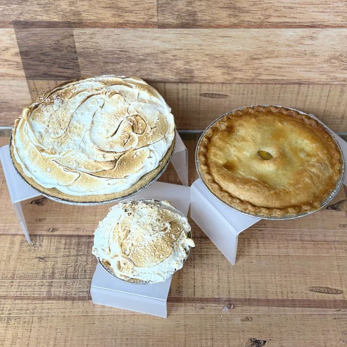 Lemon meringue tarts and a fruit pie
